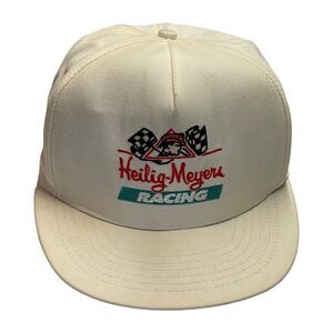 Vintage White Embroidered Made in USA Nascar Heilig Meyers Racing Snapback Cap